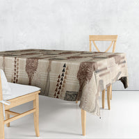 Aloha Hawaii Vintage Kahili Pa'a Lima Tablecloth Palaka Print Cozy Beige