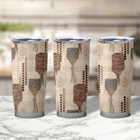 Aloha Hawaii Vintage Kahili Pa'a Lima Tumbler Cup Palaka Print Cozy Beige