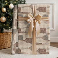 Aloha Hawaii Vintage Kahili Pa'a Lima Wrapping Paper Palaka Print Cozy Beige