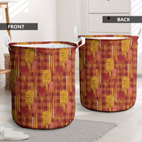 Aloha Hawaii Vintage Kahili Pa'a Lima Laundry Basket Palaka Print Hilo Royal Red-Yellow