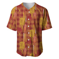 Aloha Hawaii Vintage Kahili Pa'a Lima Baseball Jersey Palaka Print Hilo Royal Red-Yellow