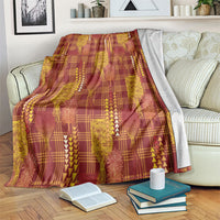 Aloha Hawaii Vintage Kahili Pa'a Lima Blanket Palaka Print Hilo Royal Red-Yellow