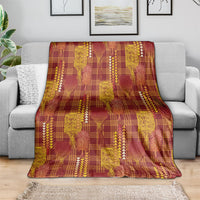 Aloha Hawaii Vintage Kahili Pa'a Lima Blanket Palaka Print Hilo Royal Red-Yellow