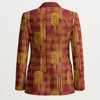Aloha Hawaii Vintage Kahili Pa'a Lima Blazer Palaka Print Hilo Royal Red-Yellow