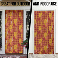 Aloha Hawaii Vintage Kahili Pa'a Lima Door Cover Palaka Print Hilo Royal Red-Yellow