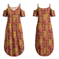 Aloha Hawaii Vintage Kahili Pa'a Lima Family Matching Summer Maxi Dress and Hawaiian Shirt Palaka Print Hilo Royal Red-Yellow