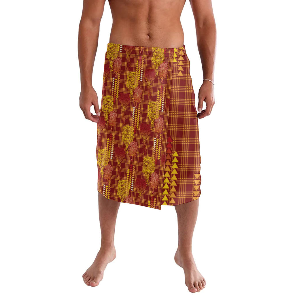 Aloha Hawaii Vintage Kahili Pa'a Lima Lavalava Palaka Print Hilo Royal Red-Yellow LT7 Red - Polynesian Pride