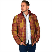 Aloha Hawaii Vintage Kahili Pa'a Lima Padded Jacket Palaka Print Hilo Royal Red-Yellow