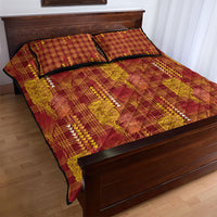 Aloha Hawaii Vintage Kahili Pa'a Lima Quilt Bed Set Palaka Print Hilo Royal Red-Yellow