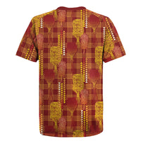 Aloha Hawaii Vintage Kahili Pa'a Lima Rugby Jersey Palaka Print Hilo Royal Red-Yellow