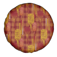 Aloha Hawaii Vintage Kahili Pa'a Lima Spare Tire Cover Palaka Print Hilo Royal Red-Yellow