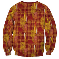 Aloha Hawaii Vintage Kahili Pa'a Lima Sweatshirt Palaka Print Hilo Royal Red-Yellow