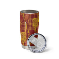 Aloha Hawaii Vintage Kahili Pa'a Lima Tumbler Cup Palaka Print Hilo Royal Red-Yellow