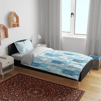 Aloha Hawaii Vintage Kahili Pa'a Lima Bedding Set Palaka Print Oceanic Turquoise