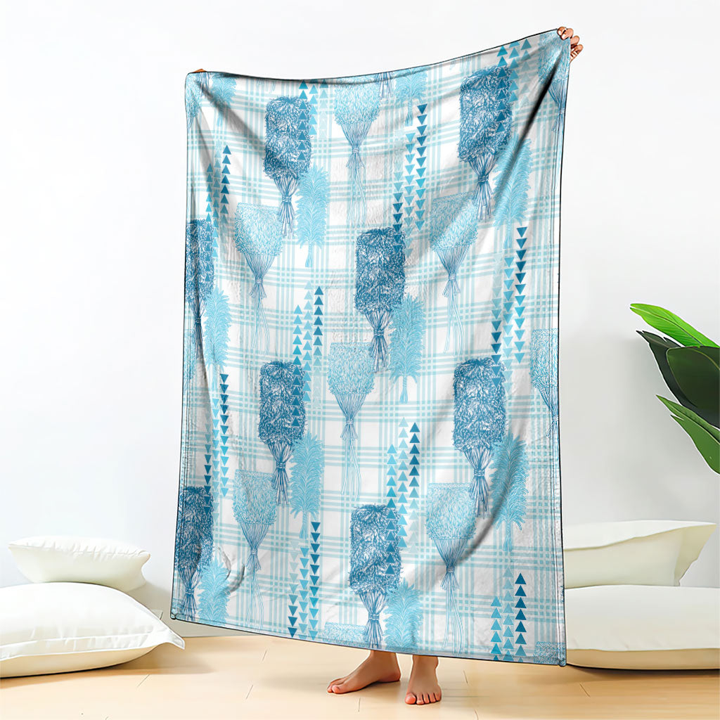 Aloha Hawaii Vintage Kahili Pa'a Lima Blanket Palaka Print Oceanic Turquoise