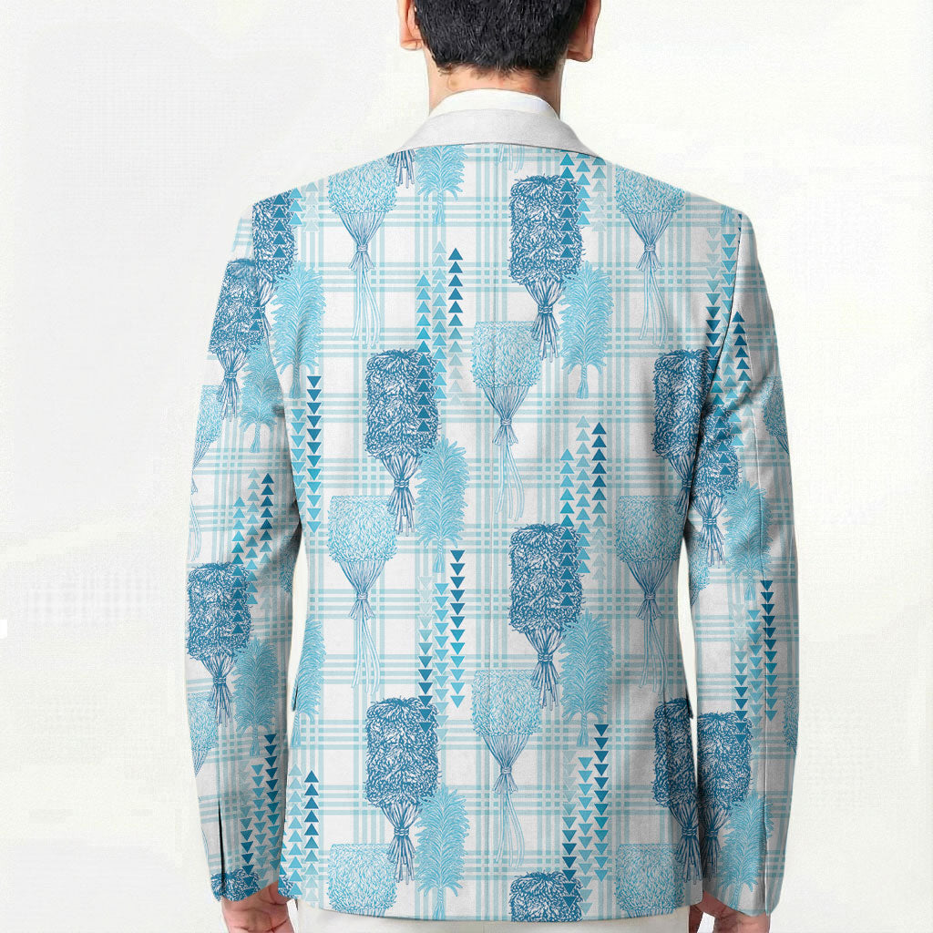 Aloha Hawaii Vintage Kahili Pa'a Lima Blazer Palaka Print Oceanic Turquoise