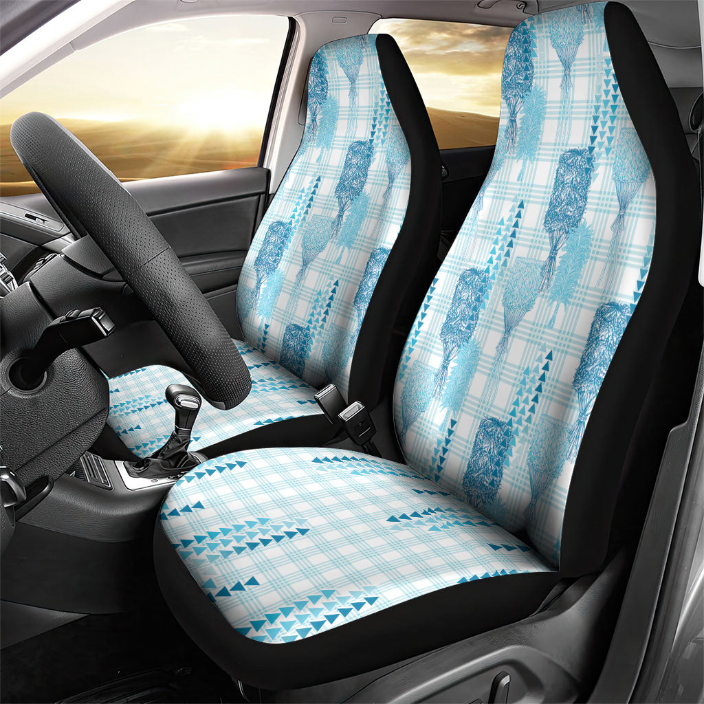 Aloha Hawaii Vintage Kahili Pa'a Lima Car Seat Cover Palaka Print Oceanic Turquoise