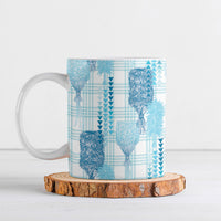 Aloha Hawaii Vintage Kahili Pa'a Lima Ceramic Mug Palaka Print Oceanic Turquoise