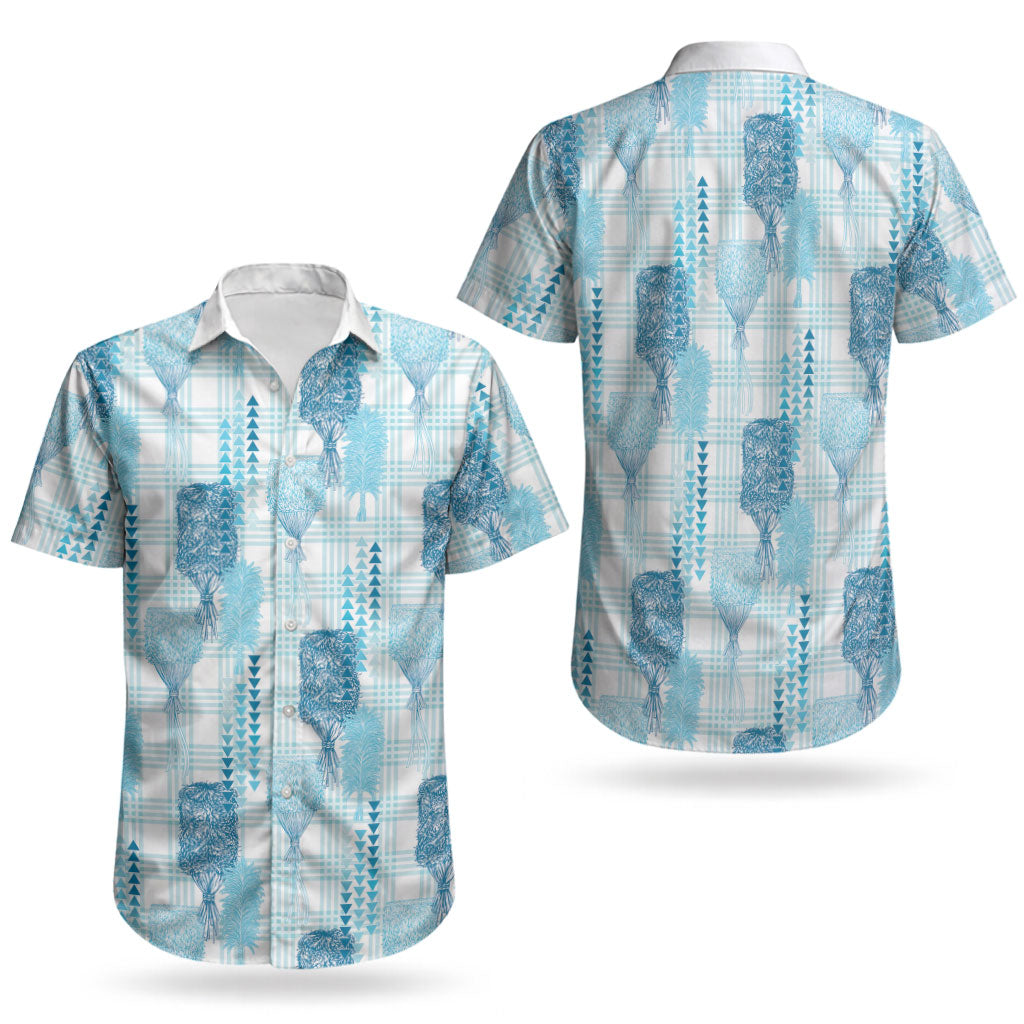 Aloha Hawaii Vintage Kahili Pa'a Lima Couples Matching Short Sleeve Bodycon Dress and Hawaiian Shirt Palaka Print Oceanic Turquoise