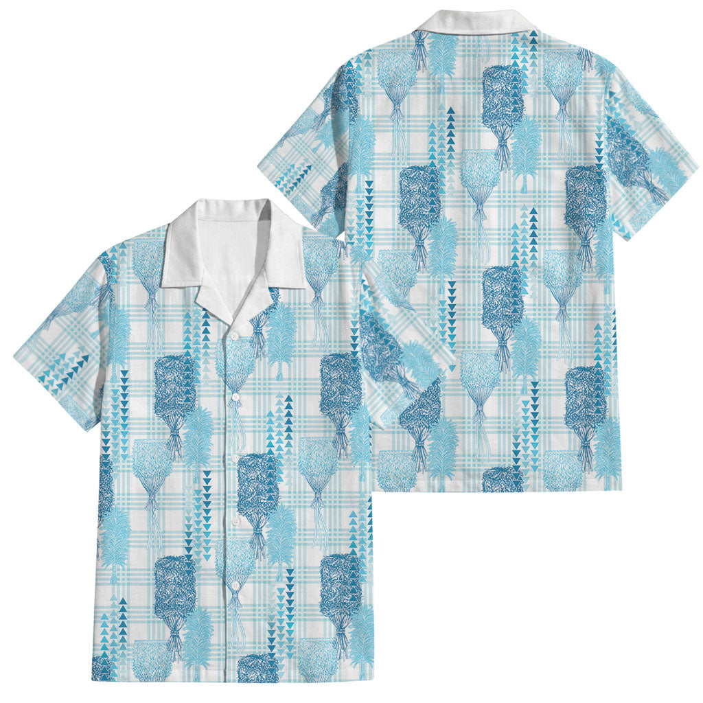 Aloha Hawaii Vintage Kahili Pa'a Lima Family Matching Puletasi and Hawaiian Shirt Palaka Print Oceanic Turquoise