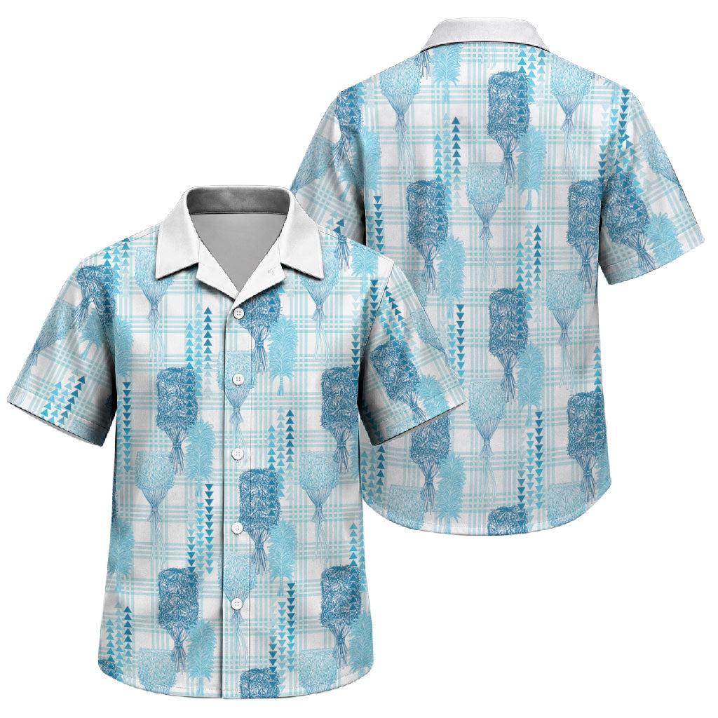 Aloha Hawaii Vintage Kahili Pa'a Lima Family Matching Short Sleeve Bodycon Dress and Hawaiian Shirt Palaka Print Oceanic Turquoise