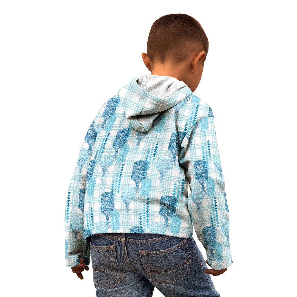 Aloha Hawaii Vintage Kahili Pa'a Lima Kid Hoodie Palaka Print Oceanic Turquoise