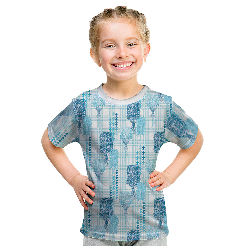 Aloha Hawaii Vintage Kahili Pa'a Lima Kid T Shirt Palaka Print Oceanic Turquoise
