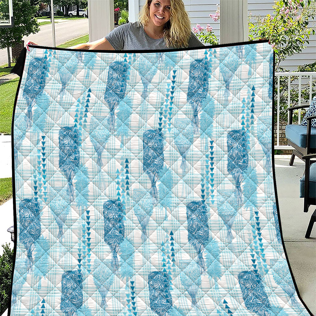 Aloha Hawaii Vintage Kahili Pa'a Lima Quilt Palaka Print Oceanic Turquoise LT7 Turquoise - Polynesian Pride