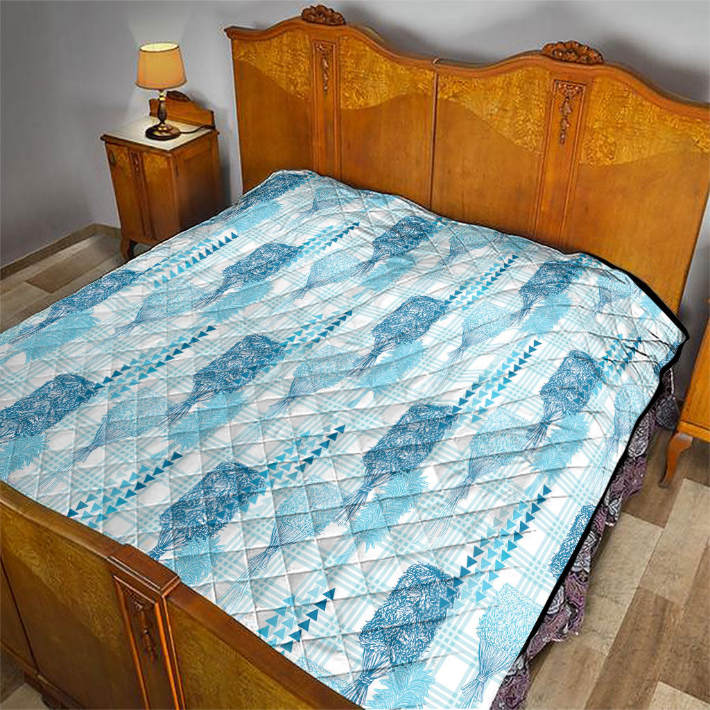 Aloha Hawaii Vintage Kahili Pa'a Lima Quilt Palaka Print Oceanic Turquoise