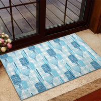 Aloha Hawaii Vintage Kahili Pa'a Lima Rubber Doormat Palaka Print Oceanic Turquoise