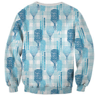 Aloha Hawaii Vintage Kahili Pa'a Lima Sweatshirt Palaka Print Oceanic Turquoise