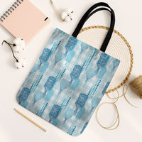 Aloha Hawaii Vintage Kahili Pa'a Lima Tote Bag Palaka Print Oceanic Turquoise