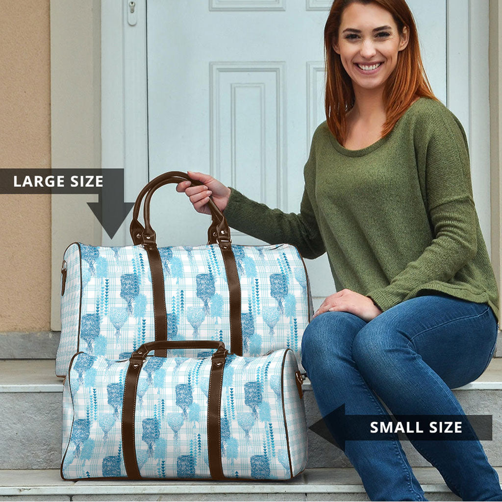Aloha Hawaii Vintage Kahili Pa'a Lima Travel Bag Palaka Print Oceanic Turquoise