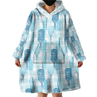 Aloha Hawaii Vintage Kahili Pa'a Lima Wearable Blanket Hoodie Palaka Print Oceanic Turquoise