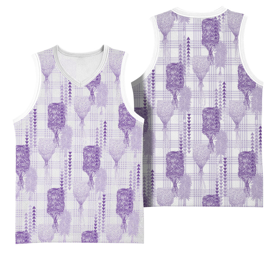 Aloha Hawaii Vintage Kahili Pa'a Lima Basketball Jersey Palaka Print Pastel Lavender