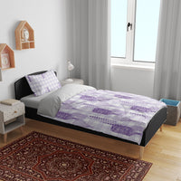 Aloha Hawaii Vintage Kahili Pa'a Lima Bedding Set Palaka Print Pastel Lavender