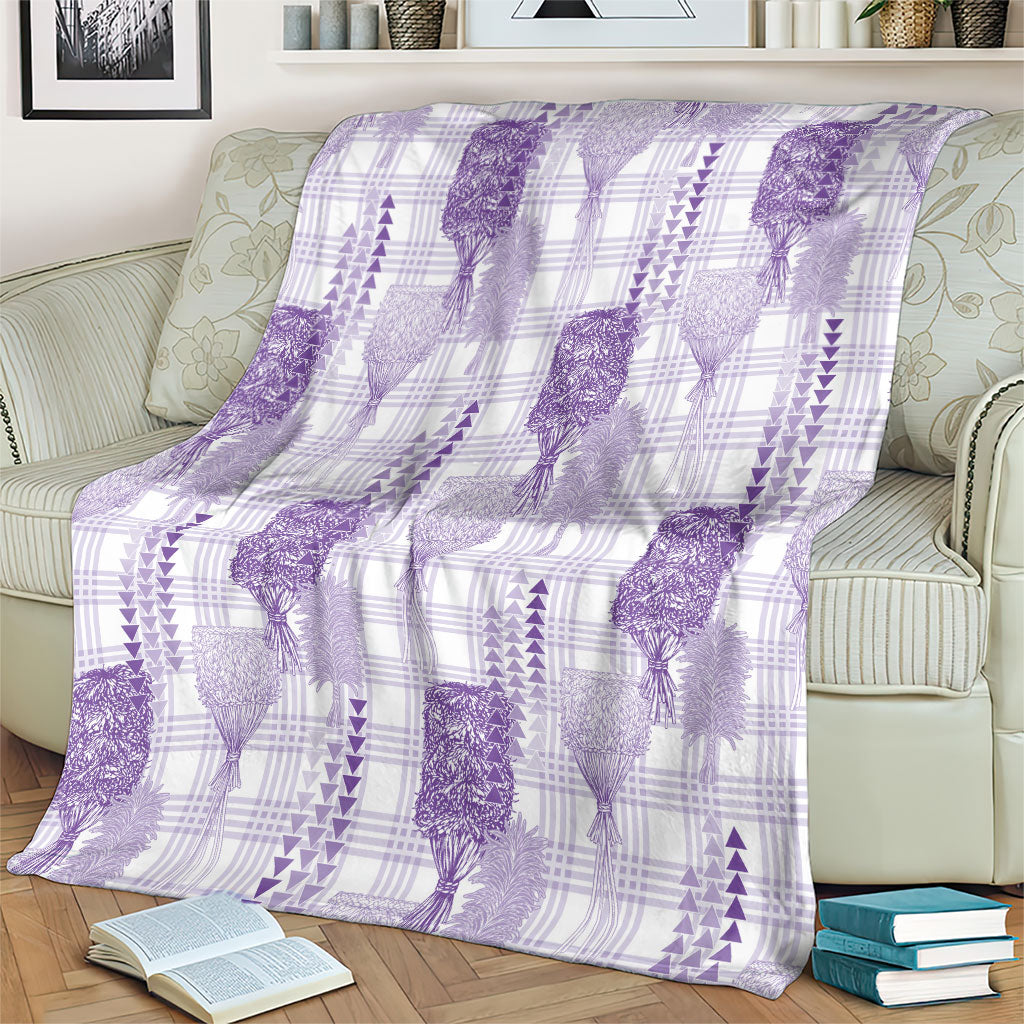 Aloha Hawaii Vintage Kahili Pa'a Lima Blanket Palaka Print Pastel Lavender