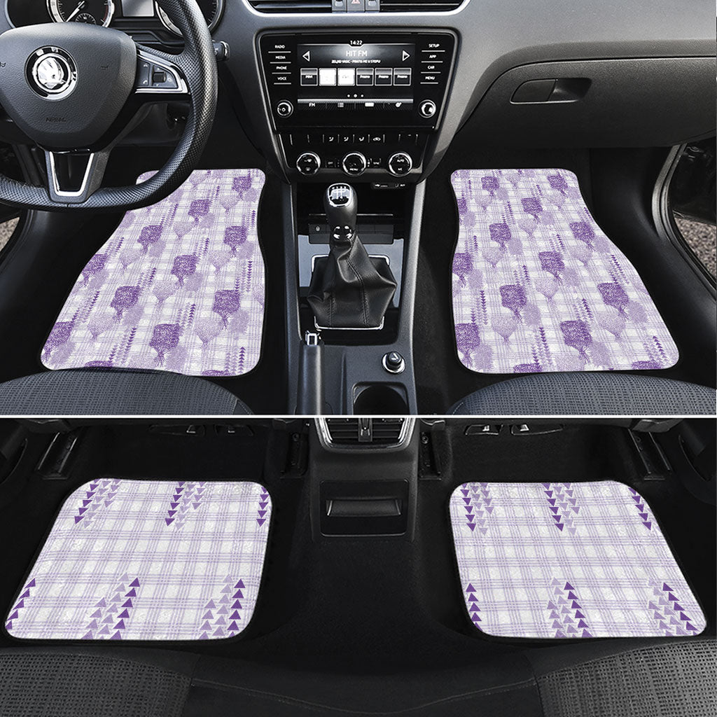 Aloha Hawaii Vintage Kahili Pa'a Lima Car Mats Palaka Print Pastel Lavender LT7 Set 4pcs Lavender - Polynesian Pride