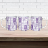 Aloha Hawaii Vintage Kahili Pa'a Lima Ceramic Mug Palaka Print Pastel Lavender