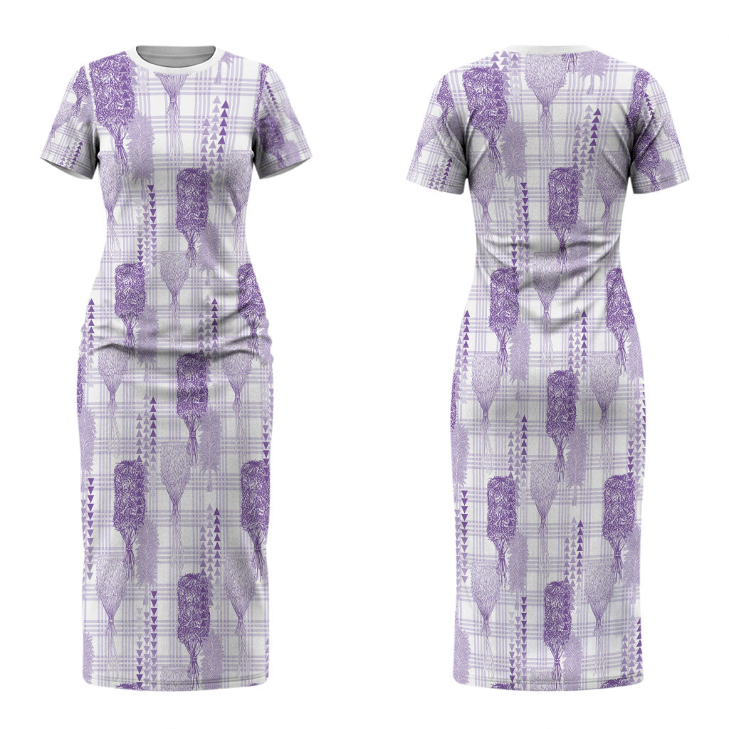 Aloha Hawaii Vintage Kahili Pa'a Lima Couples Matching Short Sleeve Bodycon Dress and Long Sleeve Button Shirt Palaka Print Pastel Lavender