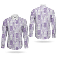 Aloha Hawaii Vintage Kahili Pa'a Lima Couples Matching Summer Maxi Dress and Long Sleeve Button Shirt Palaka Print Pastel Lavender
