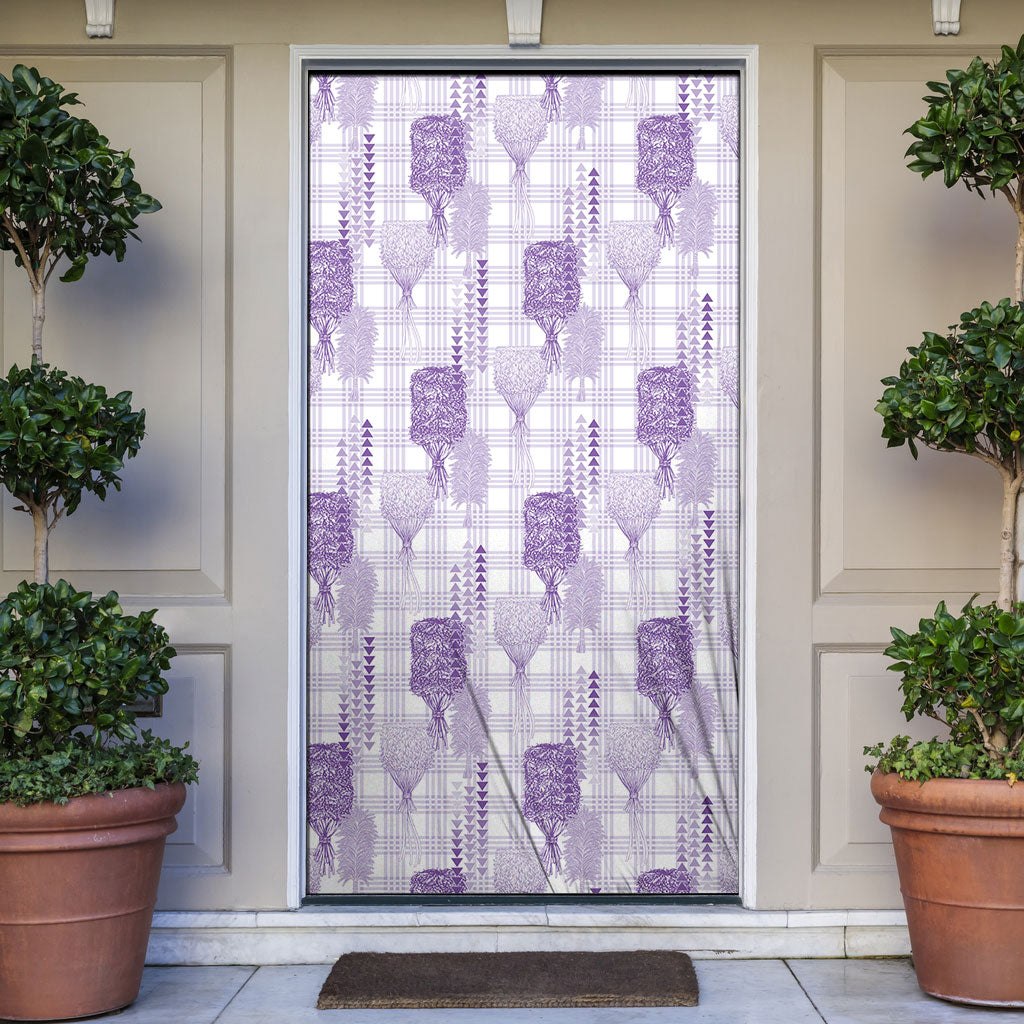 Aloha Hawaii Vintage Kahili Pa'a Lima Door Cover Palaka Print Pastel Lavender LT7 Lavender - Polynesian Pride