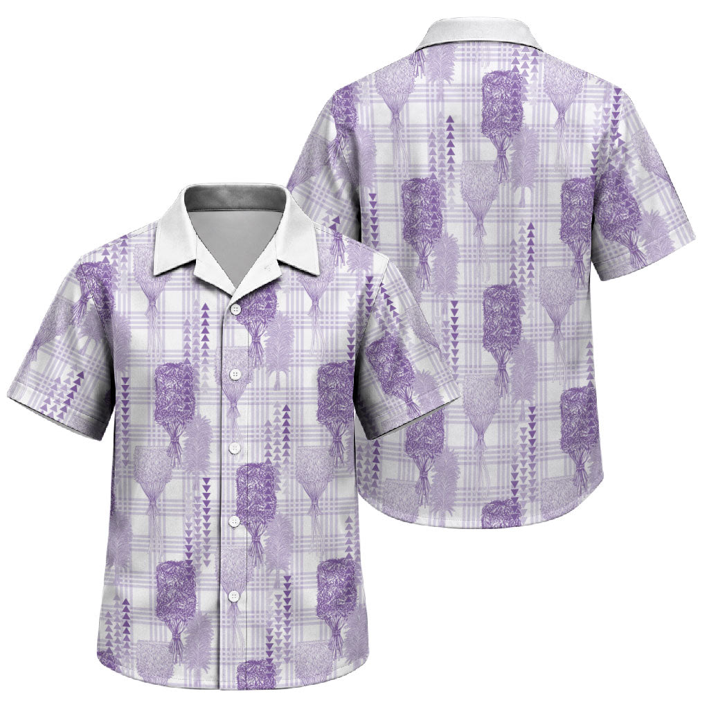 Aloha Hawaii Vintage Kahili Pa'a Lima Family Matching Long Sleeve Bodycon Dress and Hawaiian Shirt Palaka Print Pastel Lavender