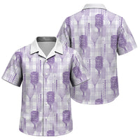 Aloha Hawaii Vintage Kahili Pa'a Lima Family Matching Off Shoulder Maxi Dress and Hawaiian Shirt Palaka Print Pastel Lavender