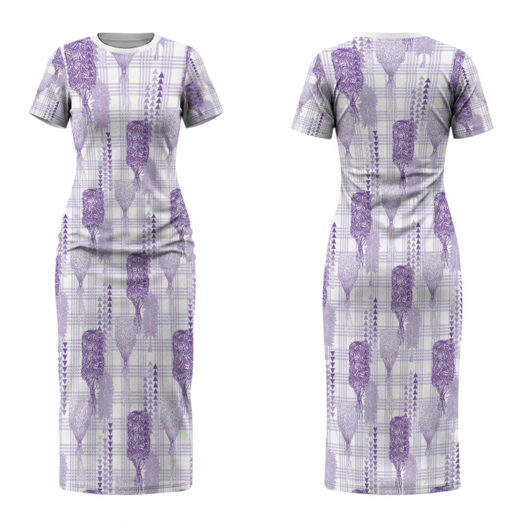 Aloha Hawaii Vintage Kahili Pa'a Lima Family Matching Short Sleeve Bodycon Dress and Hawaiian Shirt Palaka Print Pastel Lavender