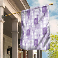 Aloha Hawaii Vintage Kahili Pa'a Lima Garden Flag Palaka Print Pastel Lavender
