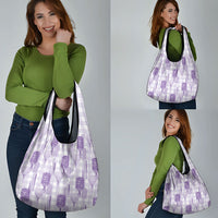 Aloha Hawaii Vintage Kahili Pa'a Lima Grocery Bag Palaka Print Pastel Lavender