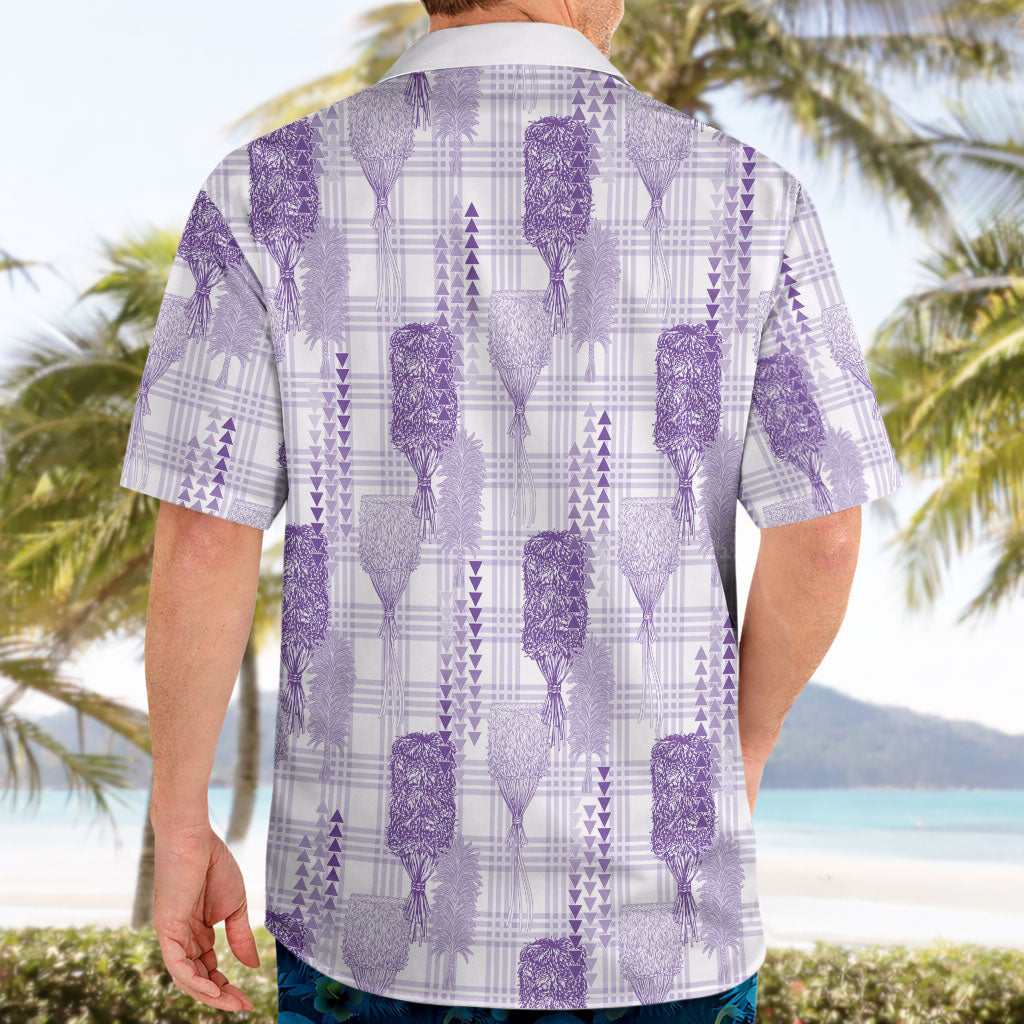 Aloha Hawaii Vintage Kahili Pa'a Lima Hawaiian Shirt Palaka Print Pastel Lavender