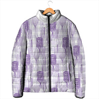 Aloha Hawaii Vintage Kahili Pa'a Lima Padded Jacket Palaka Print Pastel Lavender