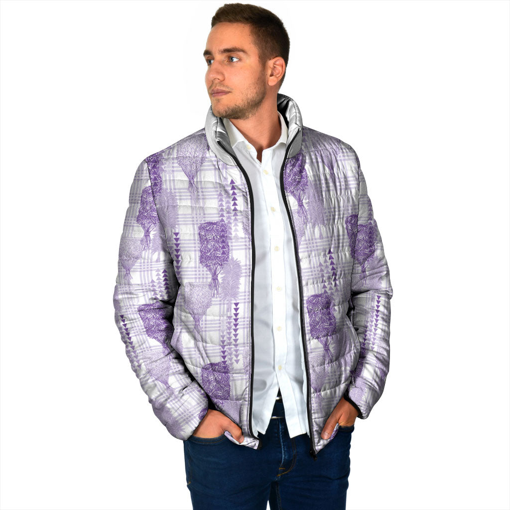 Aloha Hawaii Vintage Kahili Pa'a Lima Padded Jacket Palaka Print Pastel Lavender